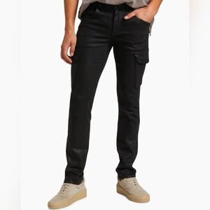 Monfrere Mens Preston Coated Noir Cargo Skinny Jeans  Black Japanese Denim Sz 30